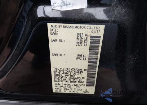 2017 Nissan Altima 2.5 S from USA, damaged, VIN 1N4AL3AP0HC260679